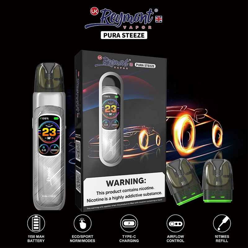 Reymont Pura Steeze Kit IML Technique Digital Indicator Replaceable 10Times  Refill Pod System Vape Pen - ReyMont Technology Co., Ltd.